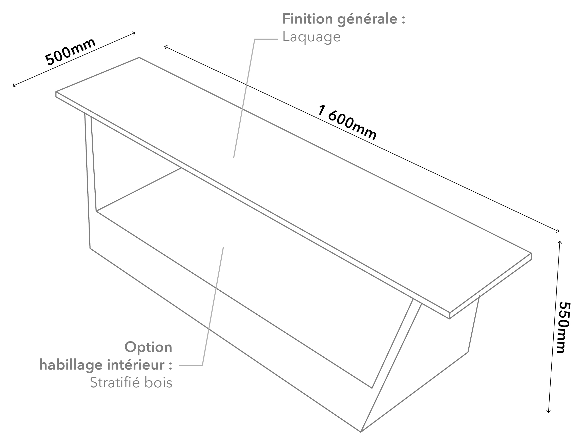 Technical drawing of the L'Universel catafalque with dimensions